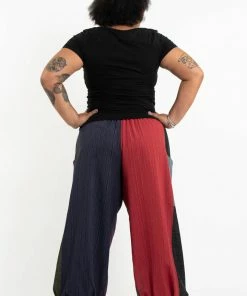 HaremPants.com Plus Size Women's Drawstring Patchwork Pinstripes Cotton Pants