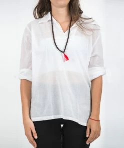 HaremPants.com Womens Yoga Shirts Collar V Neck In White Women's