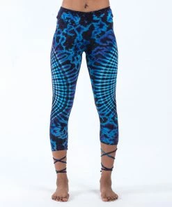 HaremPants.com Oval Swirls Tie Dye Cotton Capri Leggings In Indigo