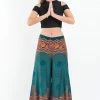 HaremPants.com Geometric Mandalas Palazzo Style Harem Pants In Turquoise Women's
