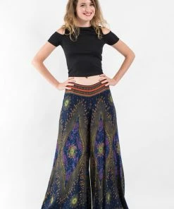 HaremPants.com Peacock Eyes Palazzo Style Harem Pants In Navy
