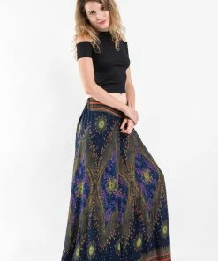 HaremPants.com Peacock Eyes Palazzo Style Harem Pants In Navy