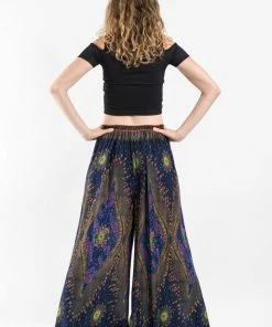 HaremPants.com Peacock Eyes Palazzo Style Harem Pants In Navy