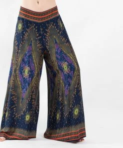 HaremPants.com Peacock Eyes Palazzo Style Harem Pants In Navy