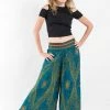 HaremPants.com Peacock Eyes Palazzo Style Harem Pants In Turquoise
