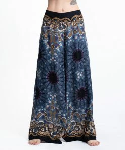 HaremPants.com Paisley Mandalas Palazzo Style Harem Pants In Gray Women's