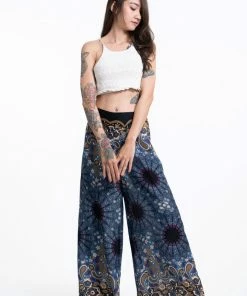 HaremPants.com Paisley Mandalas Palazzo Style Harem Pants In Gray Women's