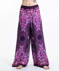 HaremPants.com Paisley Mandalas Palazzo Style Harem Pants In Purple Women's