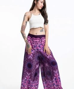 HaremPants.com Paisley Mandalas Palazzo Style Harem Pants In Purple Women's