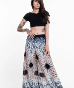 HaremPants.com Paisley Mandalas Palazzo Style Harem Pants In Silver Gray Women's