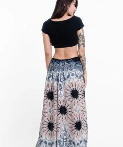 HaremPants.com Paisley Mandalas Palazzo Style Harem Pants In Silver Gray Women's