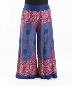 HaremPants.com Plus Size Geometric Mandalas Palazzo Style Harem Pants In Blue Women's