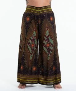 HaremPants.com Women's Plus Size Peacock Eyes Palazzo Style Harem Pants In Brown Gold