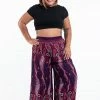 HaremPants.com Plus Size Paisley Feathers Palazzo Style Harem Pants In Purple 1 HaremPants.com Plus Size Paisley Feathers Palazzo Style Harem Pants In Purple