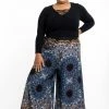 HaremPants.com Plus Size Paisley Mandalas Palazzo Style Harem Pants In Gray