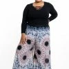 HaremPants.com Plus Size Paisley Mandalas Palazzo Style Harem Pants In Silver Gray Women's
