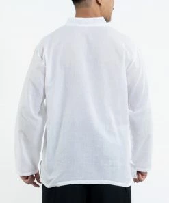 HaremPants.com Men's Mens Yoga Shirts Nehru Collared In White