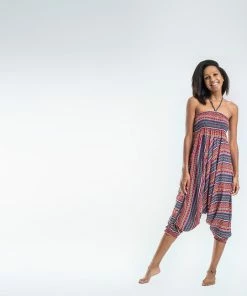 HaremPants.com Aztec Stripes Jumpsuit Harem Pants In Peach Women's