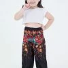 HaremPants.com High Cut Floral Kids Harem Pants In Black