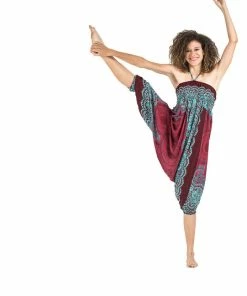 HaremPants.com Geometric Mandalas Jumpsuit Harem Pants In Red Women's