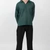 HaremPants.com Mens Yoga Shirts Collar V Neck In Dark Teal Men's