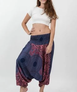 HaremPants.com Women's Geometric Mandalas Jumpsuit Harem Pants In Blue