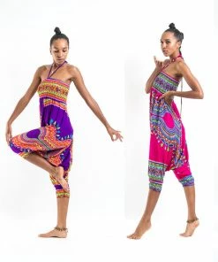 HaremPants.com Women's Dashiki Prints Jumpsuit Harem Pants In Black
