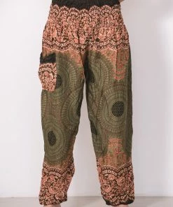 HaremPants.com Geometric Mandalas Women's Harem Pants In Olive 9 HaremPants.com Geometric Mandalas Women's Harem Pants In Olive