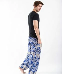 HaremPants.com Imperial Elephant Men's Elephant Pants In Blue