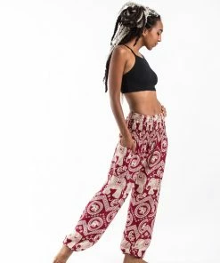HaremPants.com Imperial Elephant Women's Elephant Pants In Red