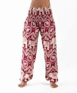 HaremPants.com Imperial Elephant Women's Elephant Pants In Red