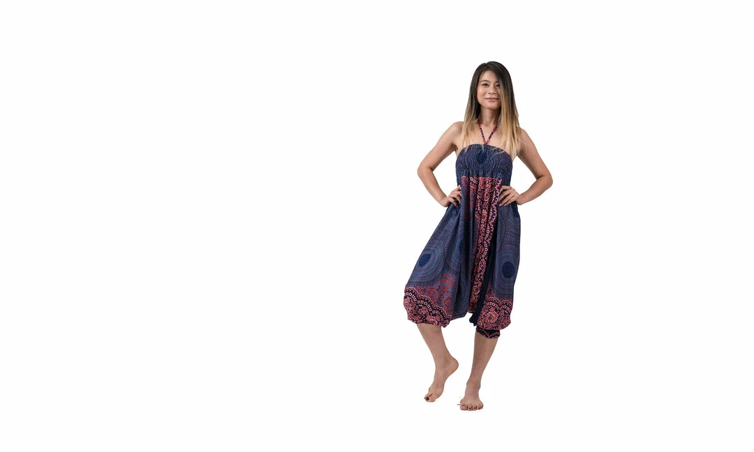 HaremPants.com Women's Geometric Mandalas Jumpsuit Harem Pants In Blue 4 HaremPants.com Women's Geometric Mandalas Jumpsuit Harem Pants In Blue