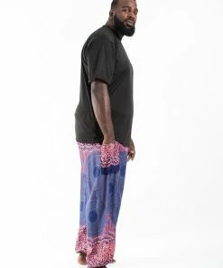 HaremPants.com Plus Size Geometric Mandalas Men's Harem Pants In Blue