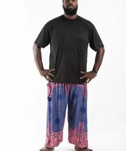 HaremPants.com Plus Size Geometric Mandalas Men's Harem Pants In Blue