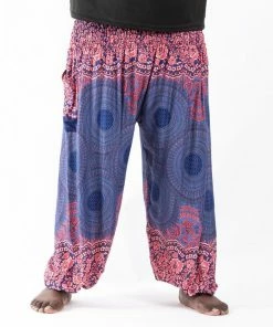 HaremPants.com Plus Size Geometric Mandalas Men's Harem Pants In Blue
