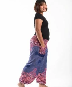 HaremPants.com Plus Size Geometric Mandalas Women's Harem Pants In Blue