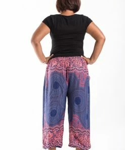 HaremPants.com Plus Size Geometric Mandalas Women's Harem Pants In Blue