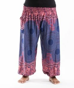 HaremPants.com Plus Size Geometric Mandalas Women's Harem Pants In Blue