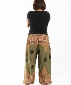 HaremPants.com Plus Size Geometric Mandalas Women's Harem Pants In Olive 9 HaremPants.com Plus Size Geometric Mandalas Women's Harem Pants In Olive