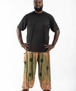 HaremPants.com Plus Size Geometric Mandalas Men's Harem Pants In Olive
