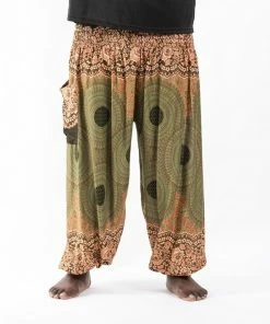HaremPants.com Plus Size Geometric Mandalas Men's Harem Pants In Olive