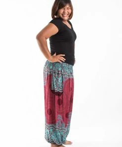 HaremPants.com Plus Size Geometric Mandalas Women's Harem Pants In Red