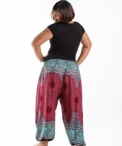 HaremPants.com Plus Size Geometric Mandalas Women's Harem Pants In Red