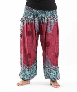 HaremPants.com Plus Size Geometric Mandalas Women's Harem Pants In Red