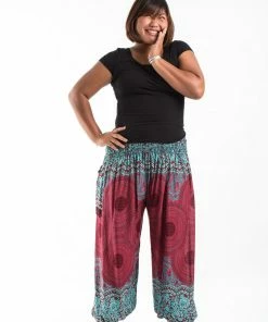 HaremPants.com Plus Size Geometric Mandalas Women's Harem Pants In Red