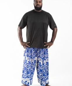 HaremPants.com Plus Size Imperial Elephant Men's Elephant Pants In Blue