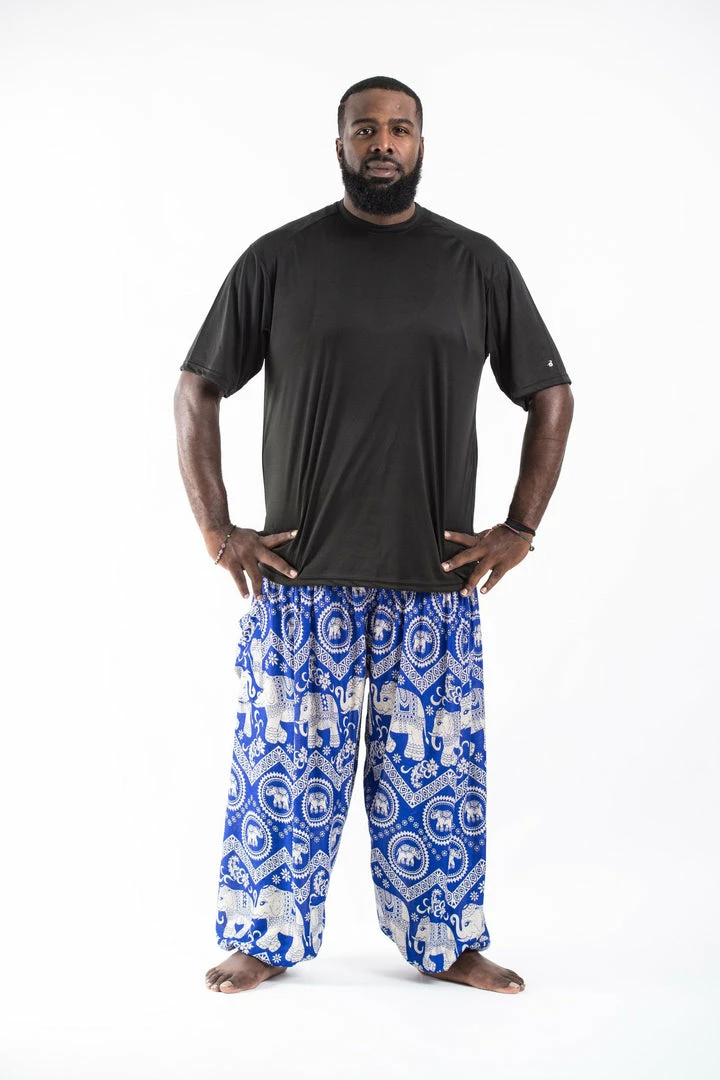 HaremPants.com Plus Size Imperial Elephant Men's Elephant Pants In Blue 3 HaremPants.com Plus Size Imperial Elephant Men's Elephant Pants In Blue