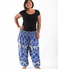 HaremPants.com Plus Size Imperial Elephant Women's Elephant Pants In Blue