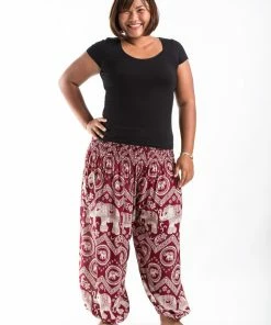 HaremPants.com Plus Size Imperial Elephant Women's Elephant Pants In Red