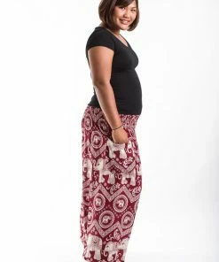 HaremPants.com Plus Size Imperial Elephant Women's Elephant Pants In Red